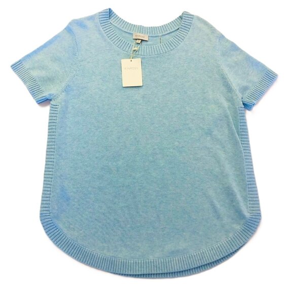 KINROSS 100% Cotton Sweater Iced Aqua Short Sleeve Round Hem Crew Neck Size L - Picture 1 of 14